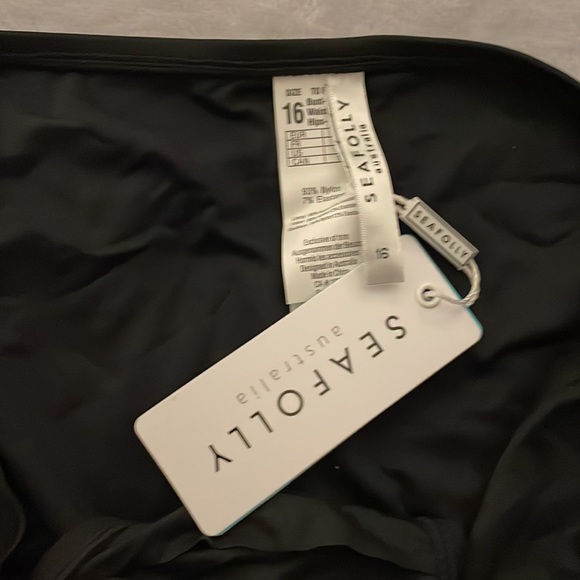 SEAFOLLY Twist Band HIPSTER Full Coverage BIKINI BOTTOM - SIZE 12 BLACK - Picture 6 of 8